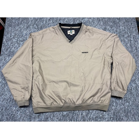 Eversole Run Siemens Windbreaker Pullover Tan Khaki V-Neck Mens Large